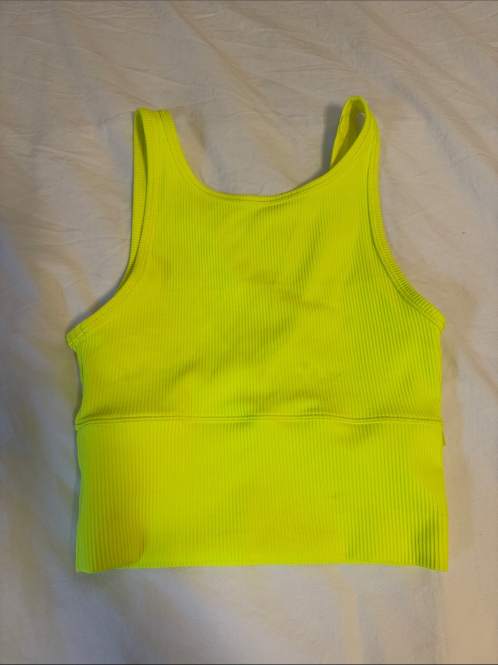 Lululemon  Neon Yellow Ribbed Crop Tank Top size 2